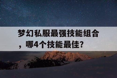 梦幻私服最强技能组合，哪4个技能最佳？
