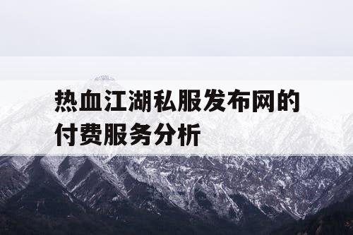 热血江湖私服发布网的付费服务分析 热血江湖私服发布网的付费服务分析