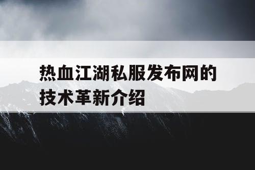 热血江湖私服发布网的技术革新介绍 热血江湖私服发布网的技术革新介绍