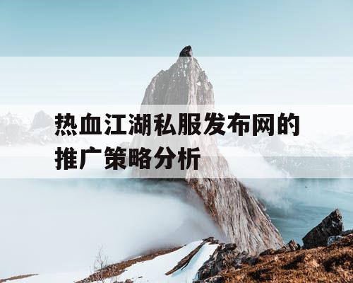 热血江湖私服发布网的推广策略分析