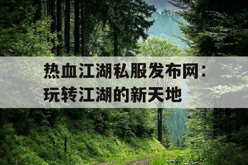热血江湖私服发布网：玩转江湖的新天地