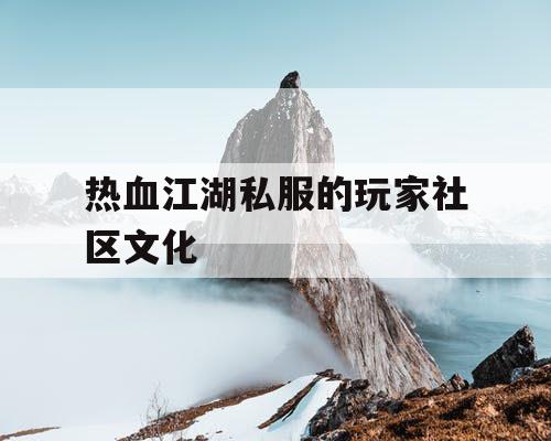 热血江湖私服的玩家社区文化