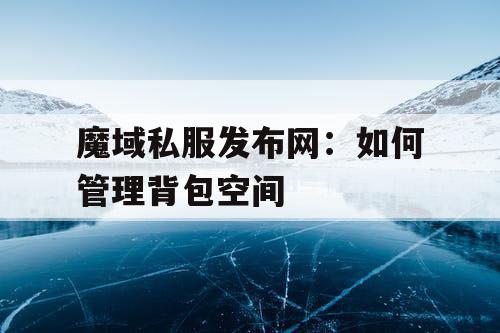 魔域私服发布网：如何管理背包空间