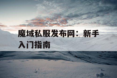 魔域私服发布网：新手入门指南