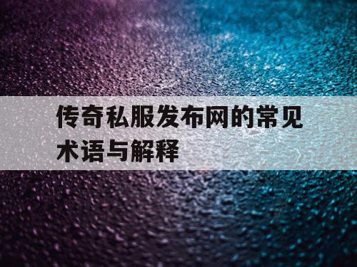 传奇私服发布网的常见术语与解释