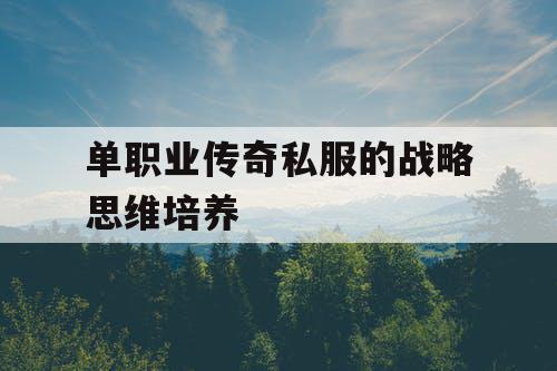 单职业传奇私服的战略思维培养