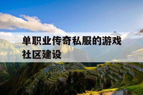 单职业传奇私服的游戏社区建设