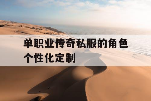 单职业传奇私服的角色个性化定制