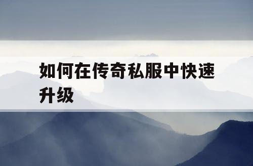 如何在传奇私服中快速升级