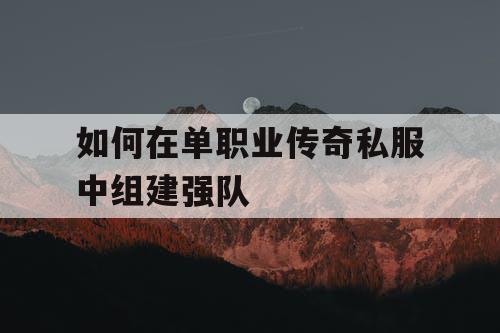 如何在单职业传奇私服中组建强队