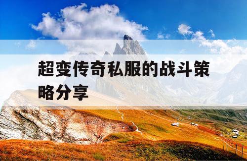 超变传奇私服的战斗策略分享 超变传奇私服的战斗策略分享