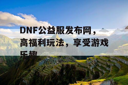 DNF公益服发布网，高福利玩法，享受游戏乐趣