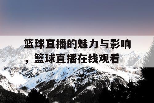 篮球直播的魅力与影响，篮球直播在线观看
