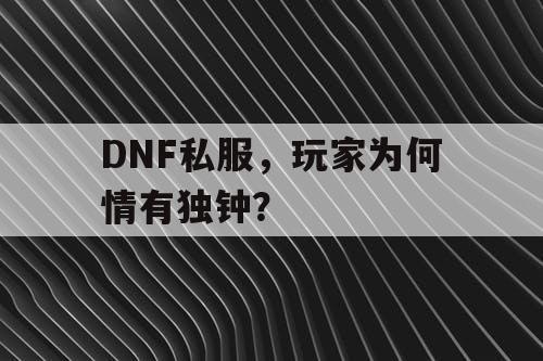 DNF私服,玩家为何情有独钟? DNF私服,玩家为何情有独钟?