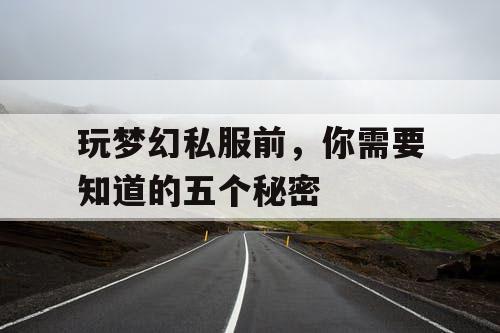 玩梦幻私服前，你需要知道的五个秘密