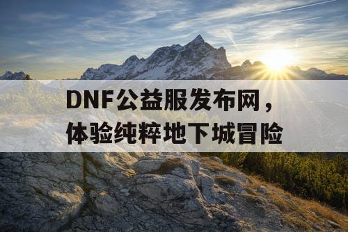 DNF公益服发布网，体验纯粹地下城冒险