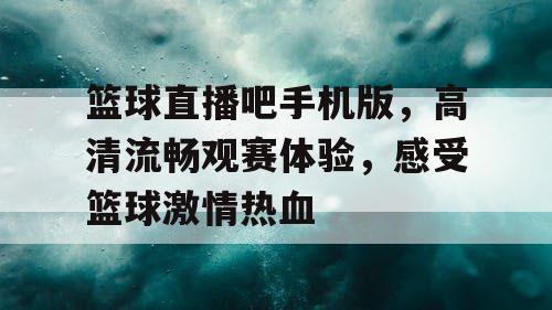 篮球直播吧手机版，高清流畅观赛体验，感受篮球激情热血