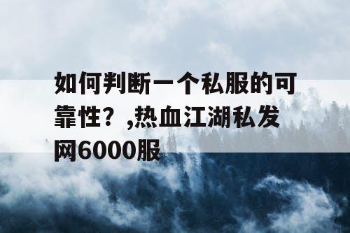 如何判断一个私服的可靠性？,热血江湖私发网6000服
