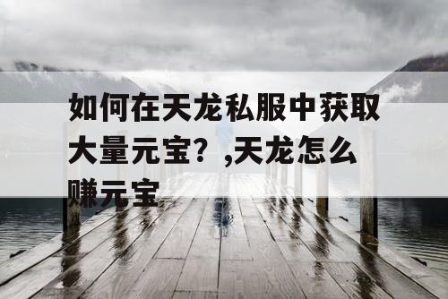 如何在天龙私服中获取大量元宝？,天龙怎么赚元宝