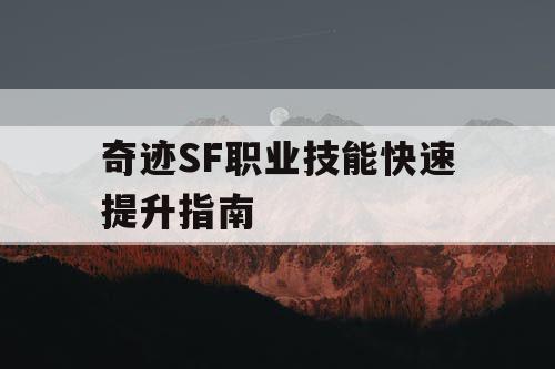 奇迹SF职业技能快速提升指南