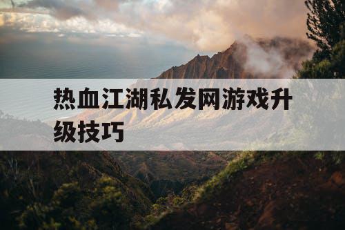 热血江湖私发网游戏升级技巧