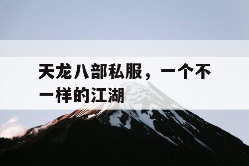 天龙八部私服，一个不一样的江湖