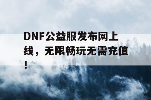 DNF公益服发布网上线，无限畅玩无需充值！