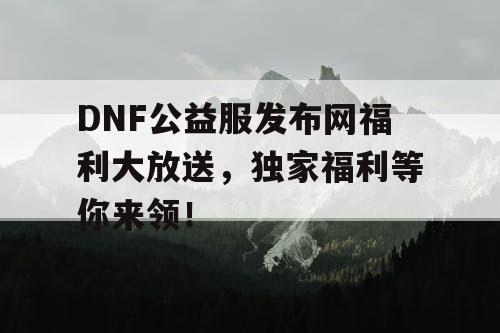 DNF公益服发布网福利大放送，独家福利等你来领！