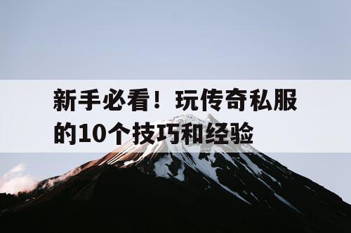 新手必看！玩传奇私服的10个技巧和经验