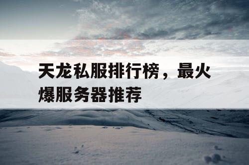 天龙私服排行榜，最火爆服务器推荐