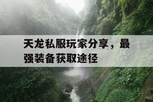 天龙私服玩家分享，最强装备获取途径