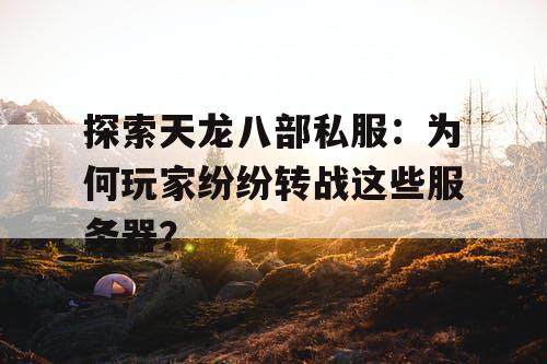 探索天龙八部私服：为何玩家纷纷转战这些服务器？