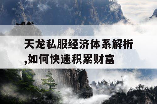 天龙私服经济体系解析,如何快速积累财富 天龙私服经济体系解析,如何快速积累财富