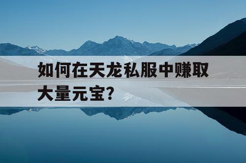 如何在天龙私服中赚取大量元宝? 如何在天龙私服中赚取大量元宝?