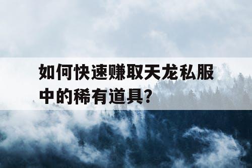 如何快速赚取天龙私服中的稀有道具？