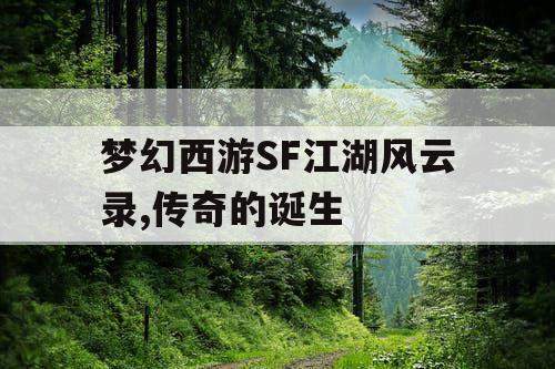 梦幻西游SF江湖风云录,传奇的诞生 梦幻西游SF江湖风云录,传奇的诞生