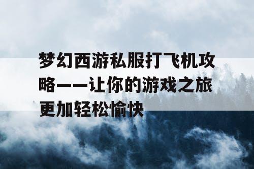 梦幻西游私服打飞机攻略——让你的游戏之旅更加轻松愉快