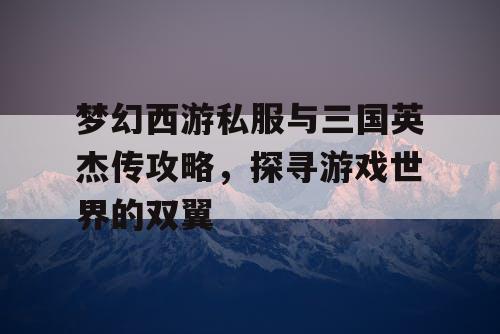 梦幻西游私服与三国英杰传攻略，探寻游戏世界的双翼