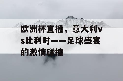 欧洲杯直播，意大利vs比利时——足球盛宴的激情碰撞