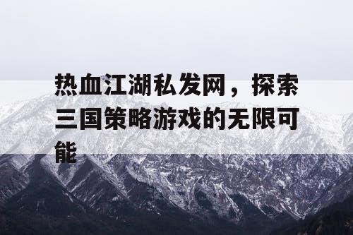 热血江湖私发网，探索三国策略游戏的无限可能