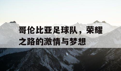 哥伦比亚足球队，荣耀之路的激情与梦想