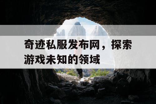 奇迹私服发布网，探索游戏未知的领域