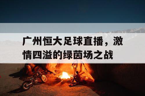 广州恒大足球直播，激情四溢的绿茵场之战