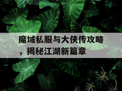 魔域私服与大侠传攻略，揭秘江湖新篇章