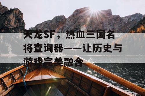 天龙SF，热血三国名将查询器——让历史与游戏完美融合