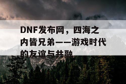 DNF发布网，四海之内皆兄弟——游戏时代的友谊与共融