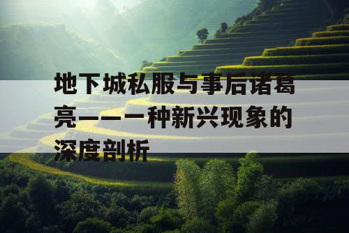 地下城私服与事后诸葛亮——一种新兴现象的深度剖析