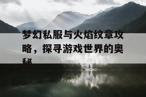 梦幻私服与火焰纹章攻略，探寻游戏世界的奥秘