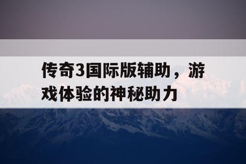 传奇3国际版辅助，游戏体验的神秘助力