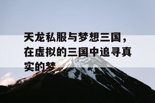 天龙私服与梦想三国，在虚拟的三国中追寻真实的梦